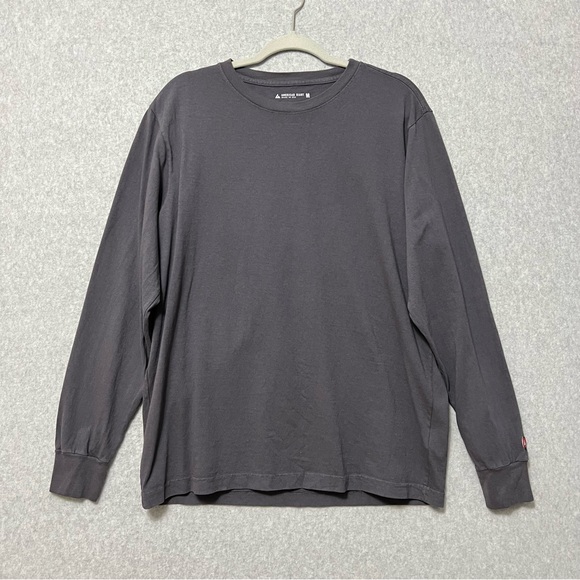 American Giant Mens Long Sleeve Tee Size Medium Dark Gray Crew Neck Cotton - Picture 2 of 8